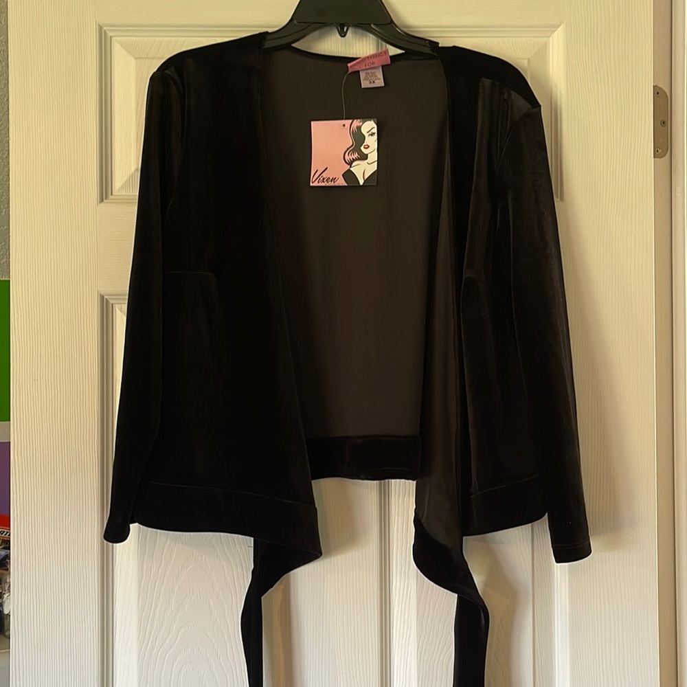 Black velvet wrap top